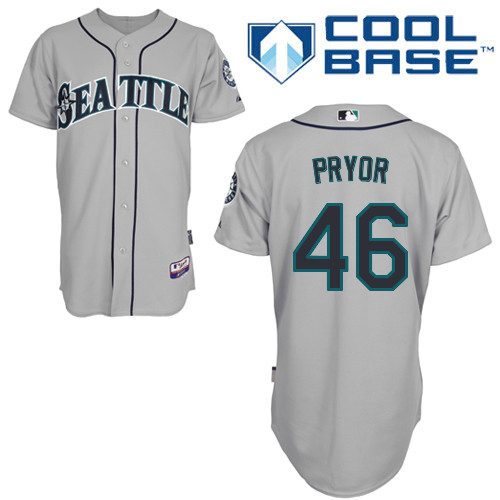 Stephen Pryor #46 Youth Baseball Jersey-Seattle Mariners Authentic Road Gray Cool Base MLB Jersey